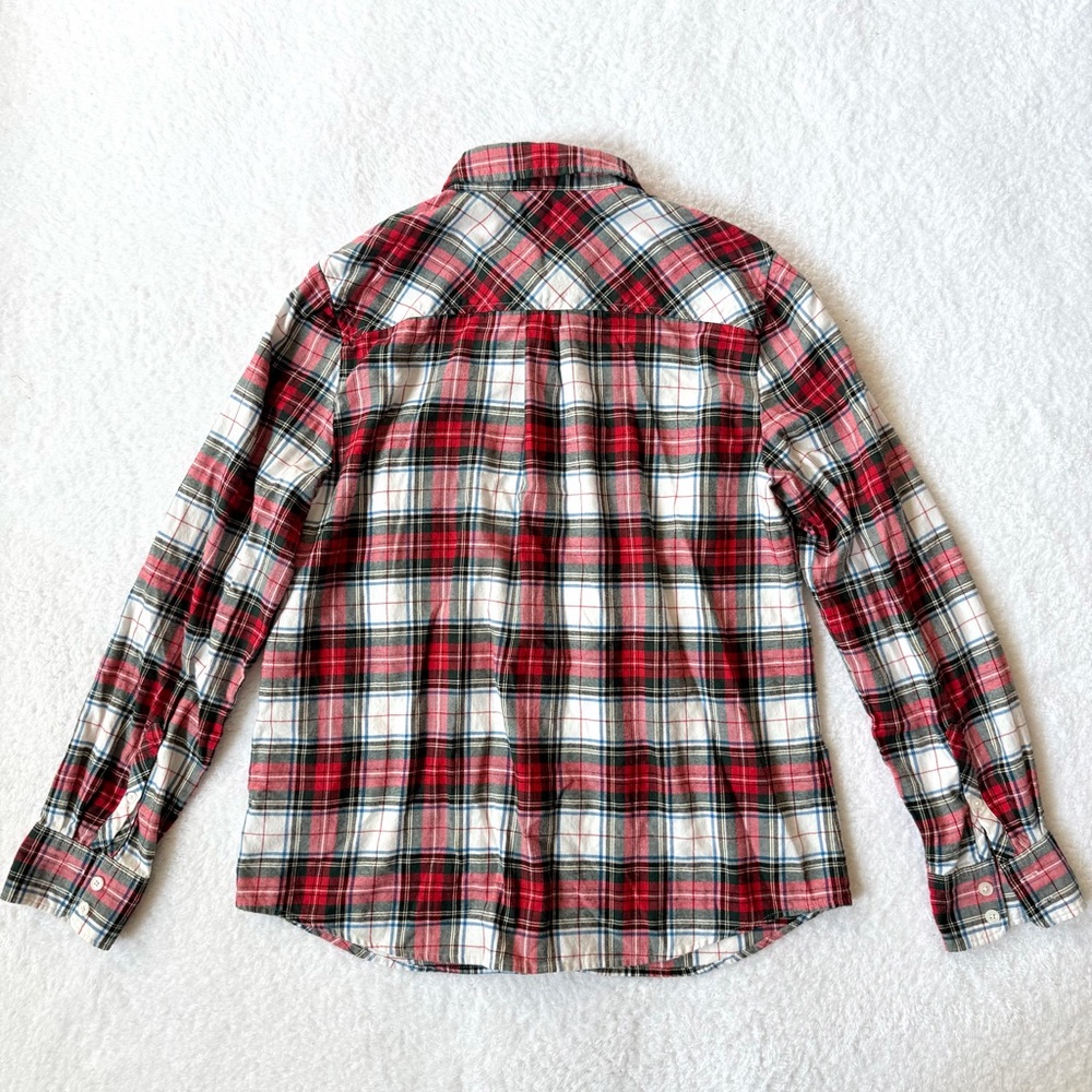 J Crew Women Plaid Button Down Shirt Size M Red Long Sleeve Cotton - Picture 3 of 4